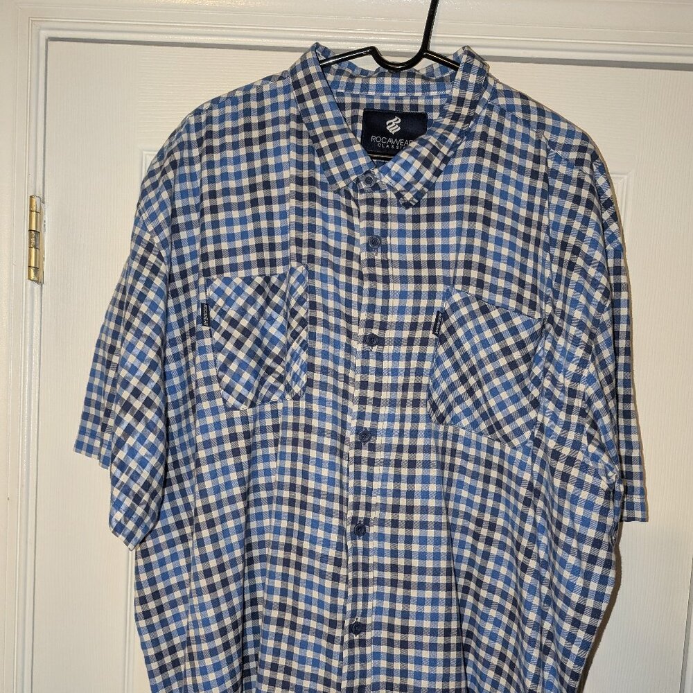 Blue and white button up